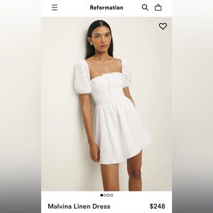 Reformation Malvina White Linen Mini Dress